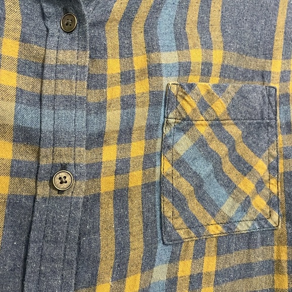 EUC Prana women’s Button Down Plaid Flannel Shirt yellow/blue/grey Sz XL - Picture 4 of 13